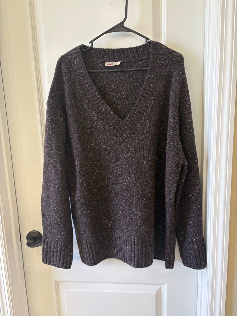 Faherty Merino Wool Alpaca Women’s Large Brown Donegal Fleck Oversized Sweater